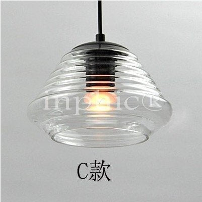 INPHIC-簡約單頭玻璃吊燈吊燈咖啡廳酒吧吧檯燈彩色餐廳吊燈三頭 C款透明色