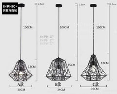 INPHIC-復古鐵藝鑽石鳥籠吊燈美式鄉村飯莊餐廳咖啡廳酒吧臺組合鳥巢吊燈 B款