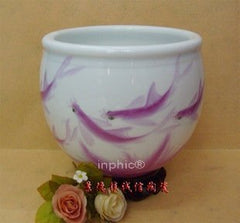 INPHIC-景德鎮陶瓷工藝品 新彩薄胎藝術瓷器 手繪小金魚缸 陳設收藏