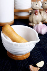 INPHIC-純白木杵竹墊陶瓷壓蒜器蒜泥器搗蒜器