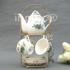 INPHIC-景德鎮整套瓷咖啡具 咖啡杯 9件咖啡壺套裝 一壺四杯碟 附鐵架