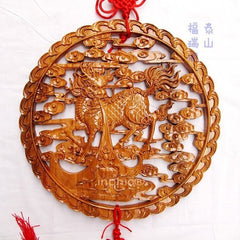 INPHIC-麒麟 開光桃木掛件 木雕麒麟掛件 鎮宅招財 避邪化煞 旺丁