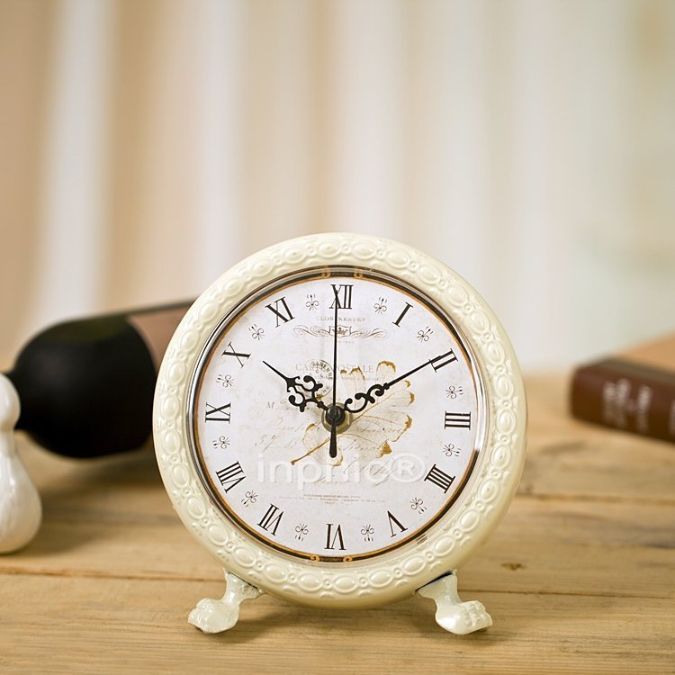INPHIC-簡約歐式 鐵藝座鐘裝飾座鐘時尚座鐘 乳白色
