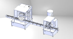 INPHIC 洗髮精充填鎖蓋貼標產線 填充機 鎖蓋機 貼邊機 多頭式定量充填、伺服鎖蓋、液體充填自動化產線規劃-MBH014104A
