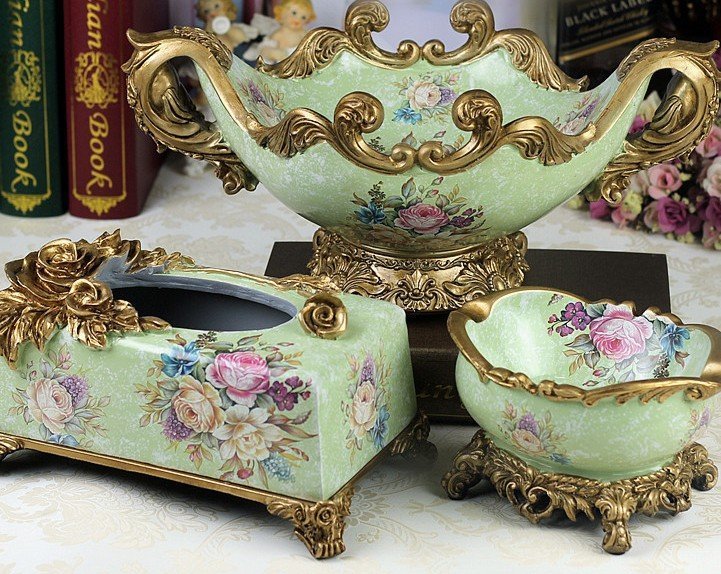 INPHIC-歐式奢華水果盤煙缸三件套裝 時尚家居裝飾擺件