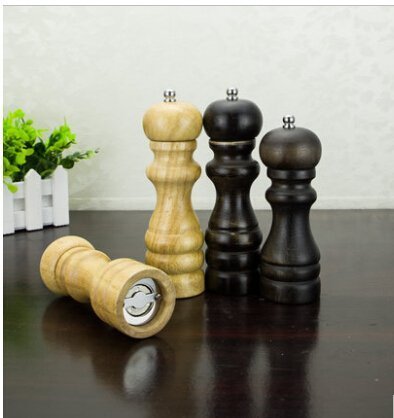 INPHIC-實木 胡椒研磨器 手動  黑胡椒花椒芝麻研磨瓶研磨器咖啡色8吋