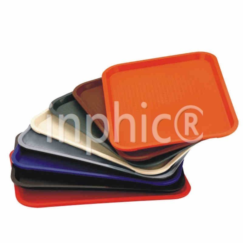 INPHIC-塑膠托盤塑膠長方形托盤水杯盤糖果盤防摔純色塑膠托盤 橙色455*355mm