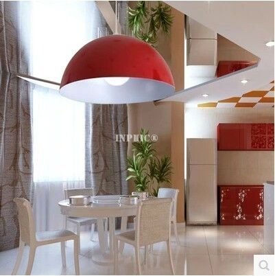 INPHIC-時尚餐廳鋁材吊燈現代簡約半圓紅臥室燈吧臺服裝店吊燈40cm