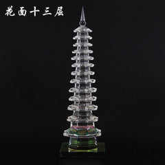 INPHIC-開光人造白水晶文昌塔擺件 花面13層