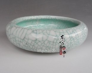 INPHIC-景德鎮陶瓷器筆洗文房四寶小魚缸綠結晶釉水淺養睡蓮綠色筆洗