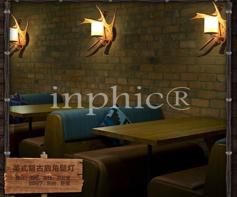 INPHIC-歐式復古壁燈餐廳客廳臥室工藝床頭田園酒吧咖啡廳鹿角壁燈具