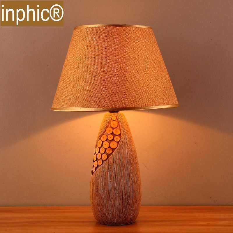 INPHIC-創意個性檯燈北歐簡約餐廳客廳書房臥室裝飾燈布藝仿木紋陶瓷檯燈