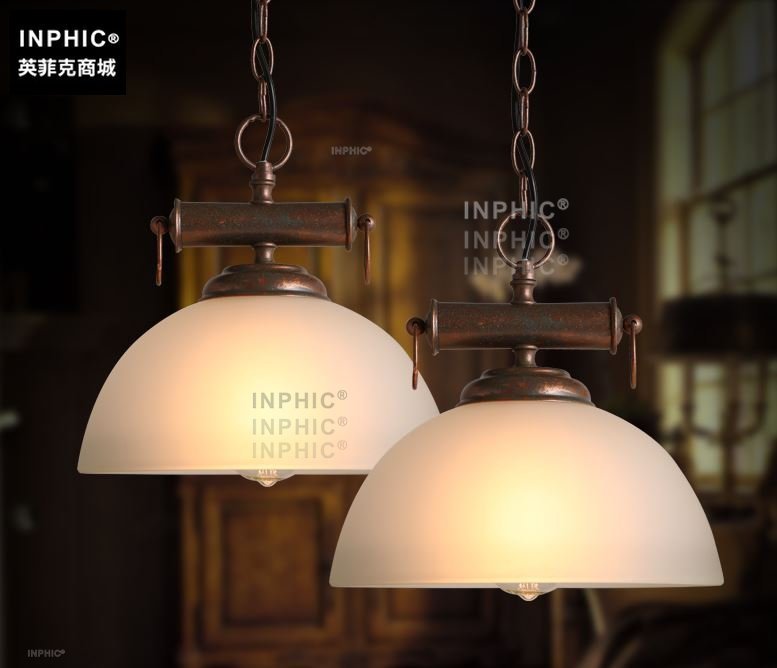 INPHIC-復古特色工業風loft單頭玻璃燈罩半圓吊燈咖啡店酒吧吧臺陽臺走道吊燈