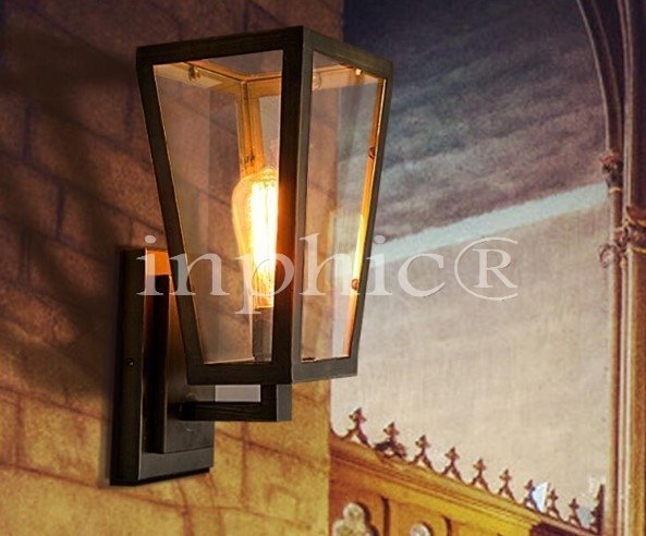 INPHIC-loft北歐美式工業復古壁燈酒吧咖啡店餐廳陽臺玻璃箱牆壁燈具 單頭朝上+玻璃