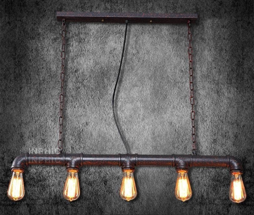 INPHIC-loft復古特色工業風多頭吊燈 咖啡廳餐廳鐵藝酒吧創意水管吊燈具 5頭吊鏈