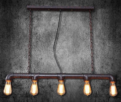 INPHIC-loft復古特色工業風多頭吊燈 咖啡廳餐廳鐵藝酒吧創意水管吊燈具 5頭吊鏈