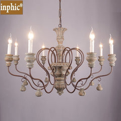 INPHIC-美式復古木藝吊燈 歐式仿舊吊燈餐廳臥室客廳服裝店酒吧吊燈 8頭