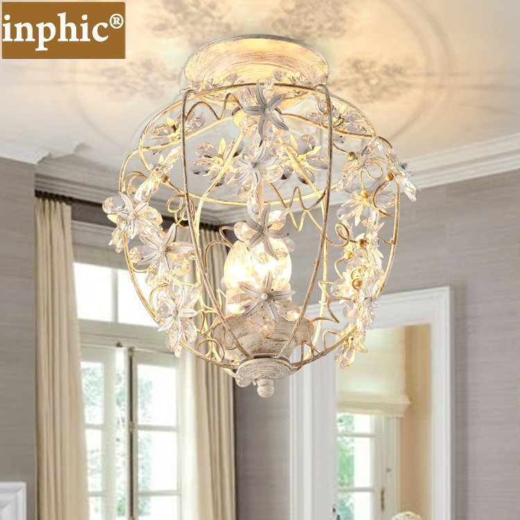 INPHIC-美式鄉村復古鐵藝奢華水晶花枝吸吊北歐田園餐廳臥室燈陽臺吸頂