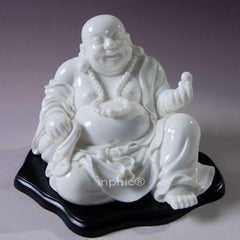 INPHIC-佛像 7吋戲珠彌勒佛漢白玉瓷 陶瓷工藝品壽禮收藏
