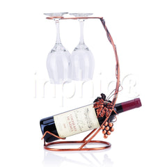 INPHIC-歐式紅酒架加2個露珠紅酒杯套裝鐵藝紅酒杯架可掛酒杯葡萄酒架