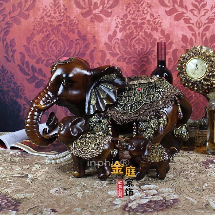 INPHIC-開運 招財進寶母子三連象大型 工藝品大象擺件客廳裝飾品擺設(一組)