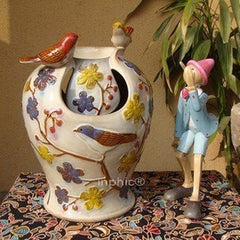 INPHIC-開運 立體小鳥流水噴泉擺飾 陶瓷工藝品 桌面擺設 加濕器 白色款