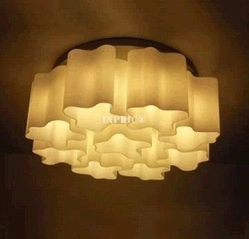 INPHIC-簡約現代溫馨五角梅花吸頂燈高檔玻璃罩客廳臥室書房燈具 9頭