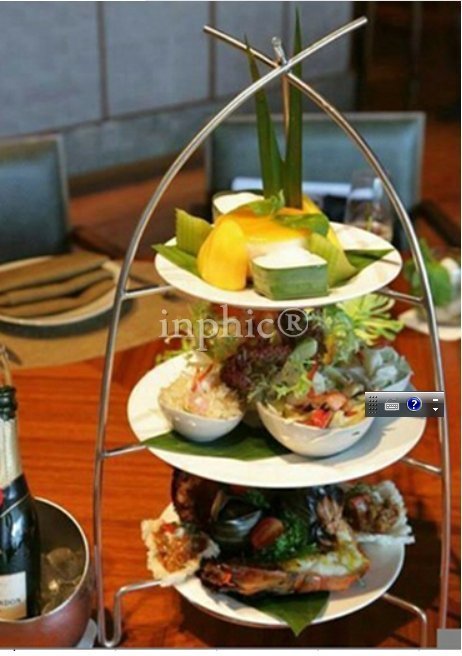 INPHIC-三層三角層架 小吃蛋糕點心架 自助餐酒店用品架 水果不鏽鋼架