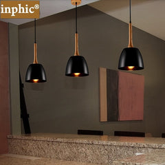 INPHIC-北歐創意餐廳吊燈現代時尚簡約書房客廳美式圓形木柄鍋蓋吊燈 B款
