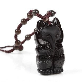 INPHIC-天然黑曜石狐貍吊墜 避桃花防小人聚姻緣20