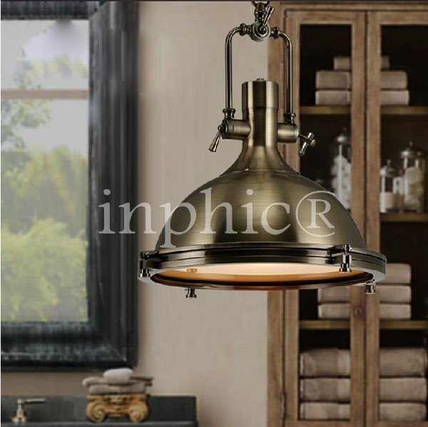 INPHIC-loft歐式復古工礦餐廳鐵藝吊燈美式工業風重金屬後羅伯斯吊燈 小型青古銅色