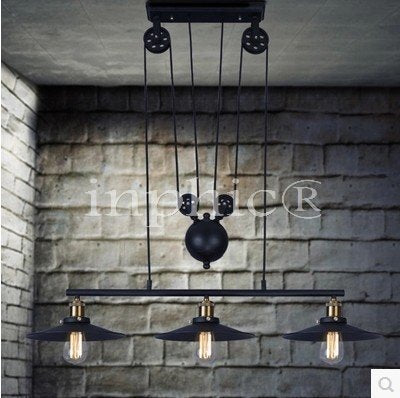 INPHIC-美式loft工業復古升降吊燈三頭滑輪鐵藝咖啡廳餐廳燈酒吧燈具 單頭