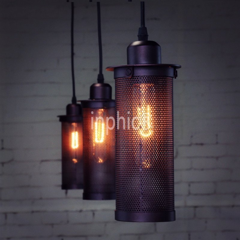 INPHIC-復古loft單頭鏤空吊燈 漫咖啡吧臺餐廳鐵吊燈美式工業鐵網吊燈