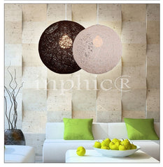 INPHIC-loft美式鄉村餐廳吧臺咖啡廳臥室現代簡約毛線藤藝圓形麻球吊燈 直徑55cm