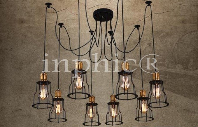 INPHIC-北歐復古鄉村美式吊燈餐廳愛迪生工業咖啡店天女散花燈具 14頭