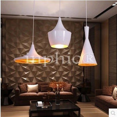 INPHIC-北歐吧臺loft咖啡廳吊燈單頭餐廳燈罩樂器工業餐吊燈三頭 外黑內金一套