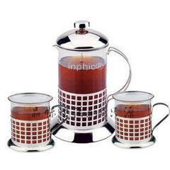 INPHIC-茶具 法式沖茶器，濾壓壺，咖啡壺，玻璃杯，花茶杯，三件套裝