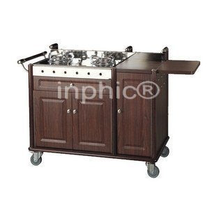 INPHIC-高級桌邊服務車（不鏽鋼包邊，胡桃飾面）煮餐車