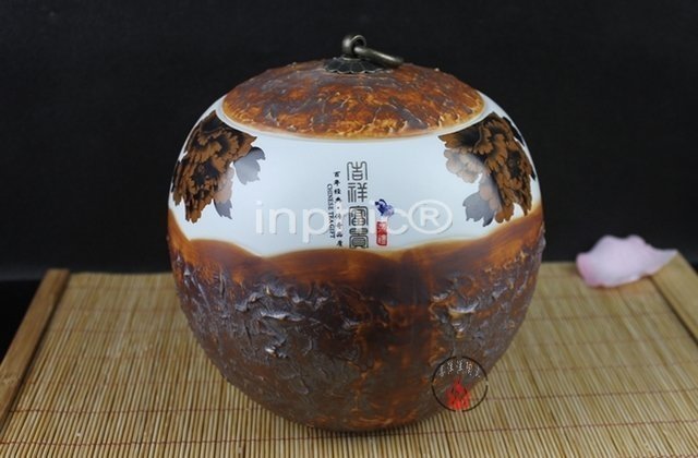 INPHIC-茶具 陶瓷茶葉罐精品 密封罐一斤裝 德化瓷茶葉罐 罐子牡丹花新款