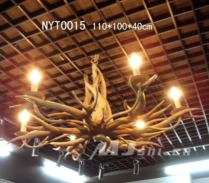 INPHIC-東南亞風格客廳臥室書房床頭燈飾 泰國進口實木 6只燈鹿角吊燈