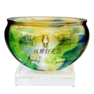 INPHIC-五福聚寶 五牛圖 琉璃聚寶盆 風水旺財 家居裝飾品 擺件