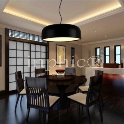 INPHIC-北歐餐廳簡約白色單頭吊燈具現代客廳臥室時尚鍋蓋史密斯菲爾吊燈 直徑35黑色吊燈