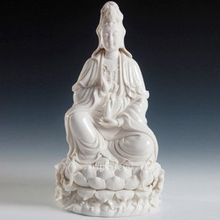 INPHIC-佛像 觀音供奉 德化窯 白18吋玉白坐蓮觀音佛像