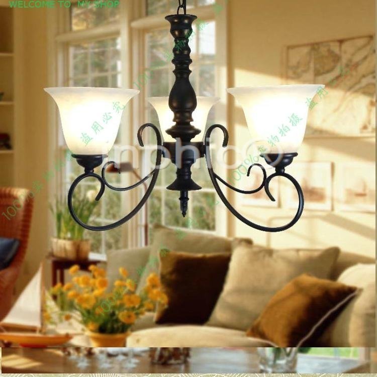 INPHIC-時尚簡約臥室客廳吊燈餐廳書房燈具燈飾三頭鐵藝田園鄉村典雅3頭
