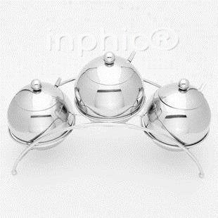 INPHIC-調味罐 調味 調味瓶 不鏽鋼 球形三件套 北歐風情 調味架