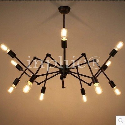 INPHIC-美式復古餐廳客廳鐵藝燈具現代簡約辦公室黑寡婦蜘蛛吊燈 8頭黑色
