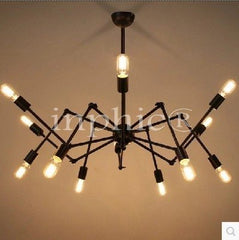 INPHIC-美式復古餐廳客廳鐵藝燈具現代簡約辦公室黑寡婦蜘蛛吊燈 8頭黑色