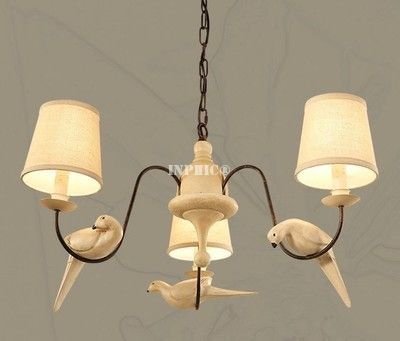 INPHIC-美式鄉村客廳燈歐式復古餐廳燈田園臥室六頭小鳥吊燈北歐時尚燈飾 三頭配三小罩布