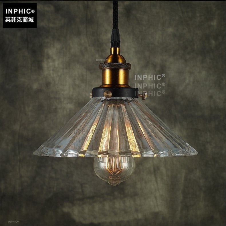 INPHIC-北歐美式 臥室床頭loft復古酒吧臺 特色工業簡約創意波浪玻璃吊燈