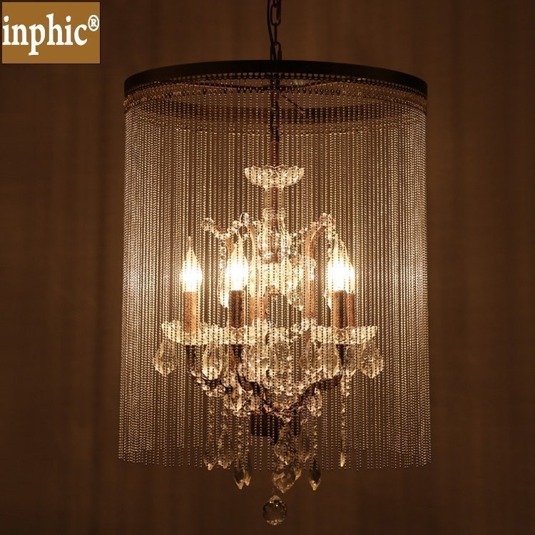 INPHIC-美式復古水晶吊燈創意臥室溫馨吊燈服裝店臥室餐咖啡廳酒吧臺吊燈 4頭35cm